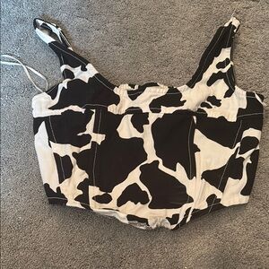 Black and White Fitted Bustier Tank Top